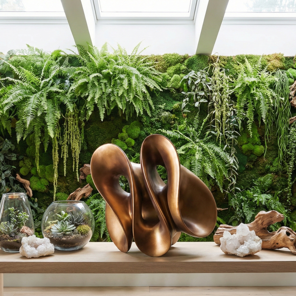 Снимка на Бронзова абстрактна скулптура Shape | Преплетени вълни | 42cm