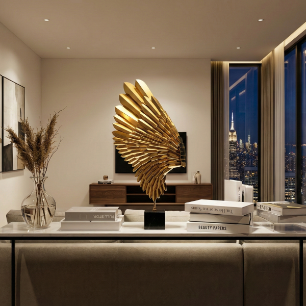 Снимка на Декоративна скулптура златно крило Wing | 83 см | Алуминий